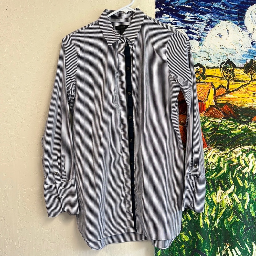 J.Crew, strap blue shirt, size 4.